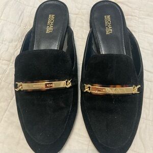 Michael Kors Black Loafers with Gold Detailing